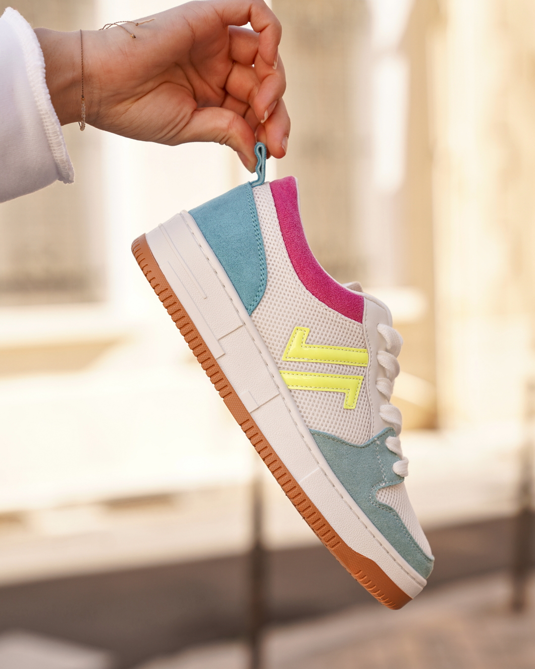 Basket femme bleu pastel à lacets - CL85 PASTEL