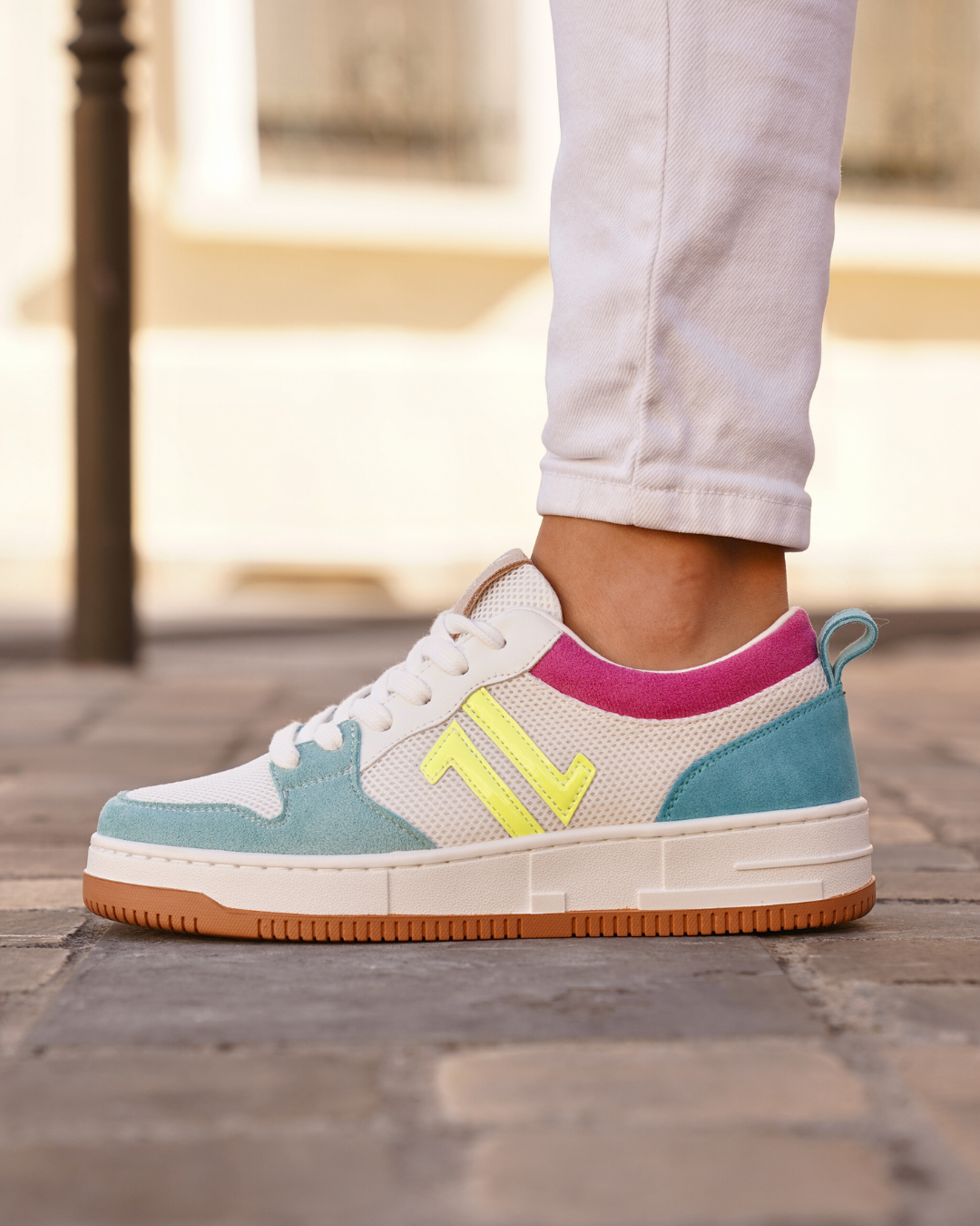 Basket femme bleu pastel à lacets - CL85 PASTEL