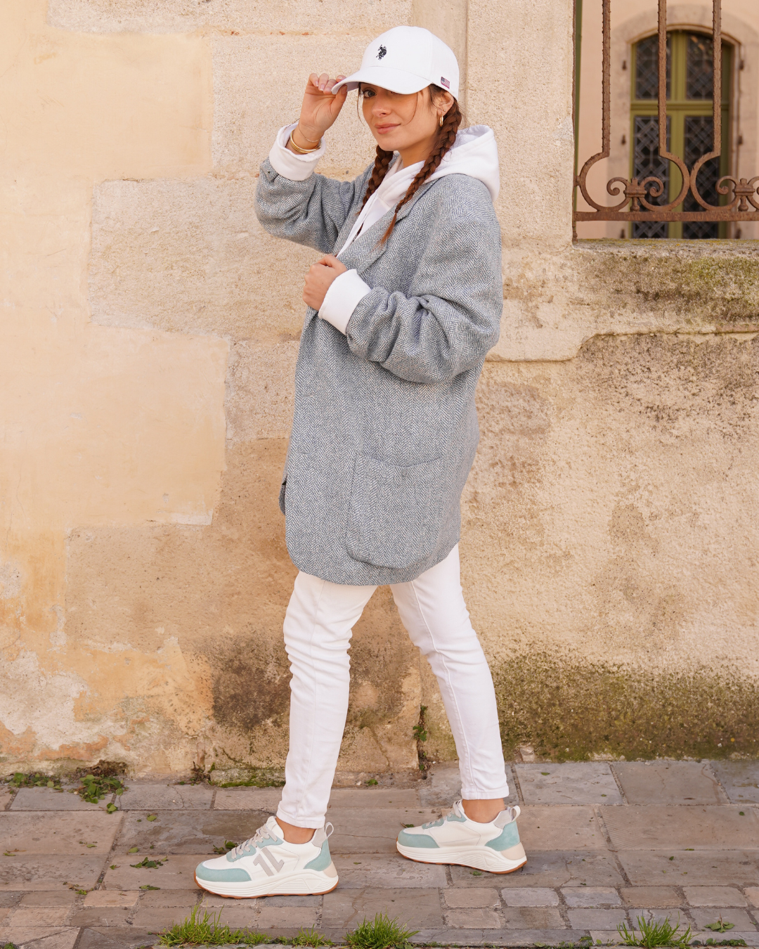 Basket femme compensée bleu pastel à lacets - CL89 PASTEL