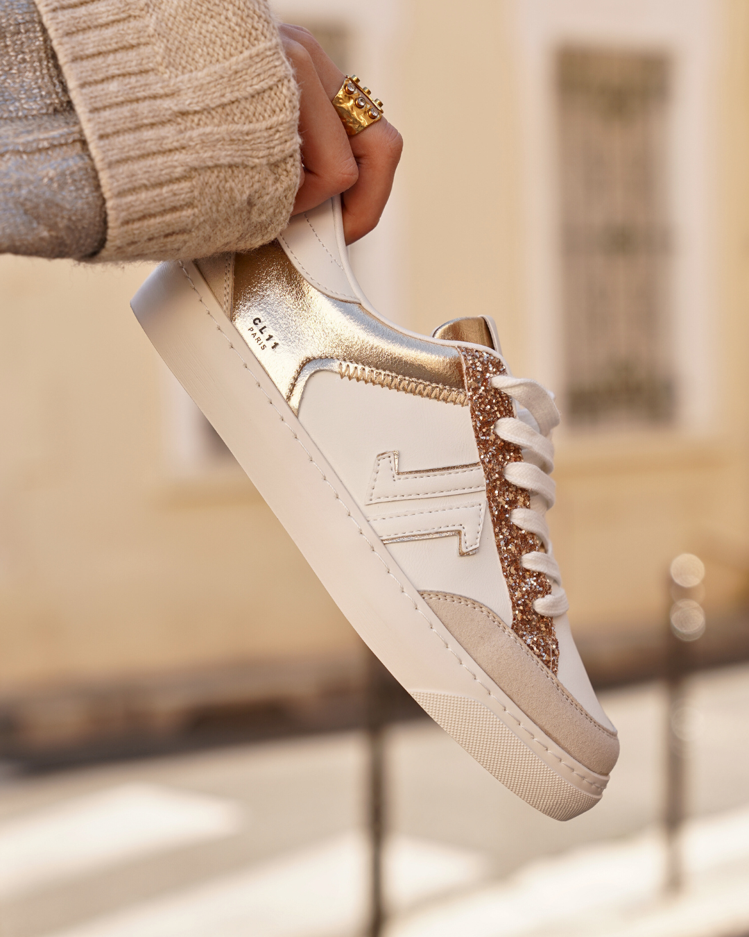 Basket femme dorée à lacets - CL88 GOLD