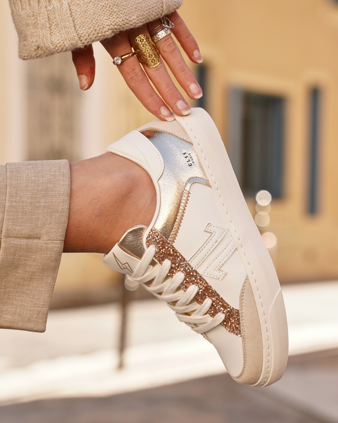 Basket femme dorée à lacets - CL88 GOLD