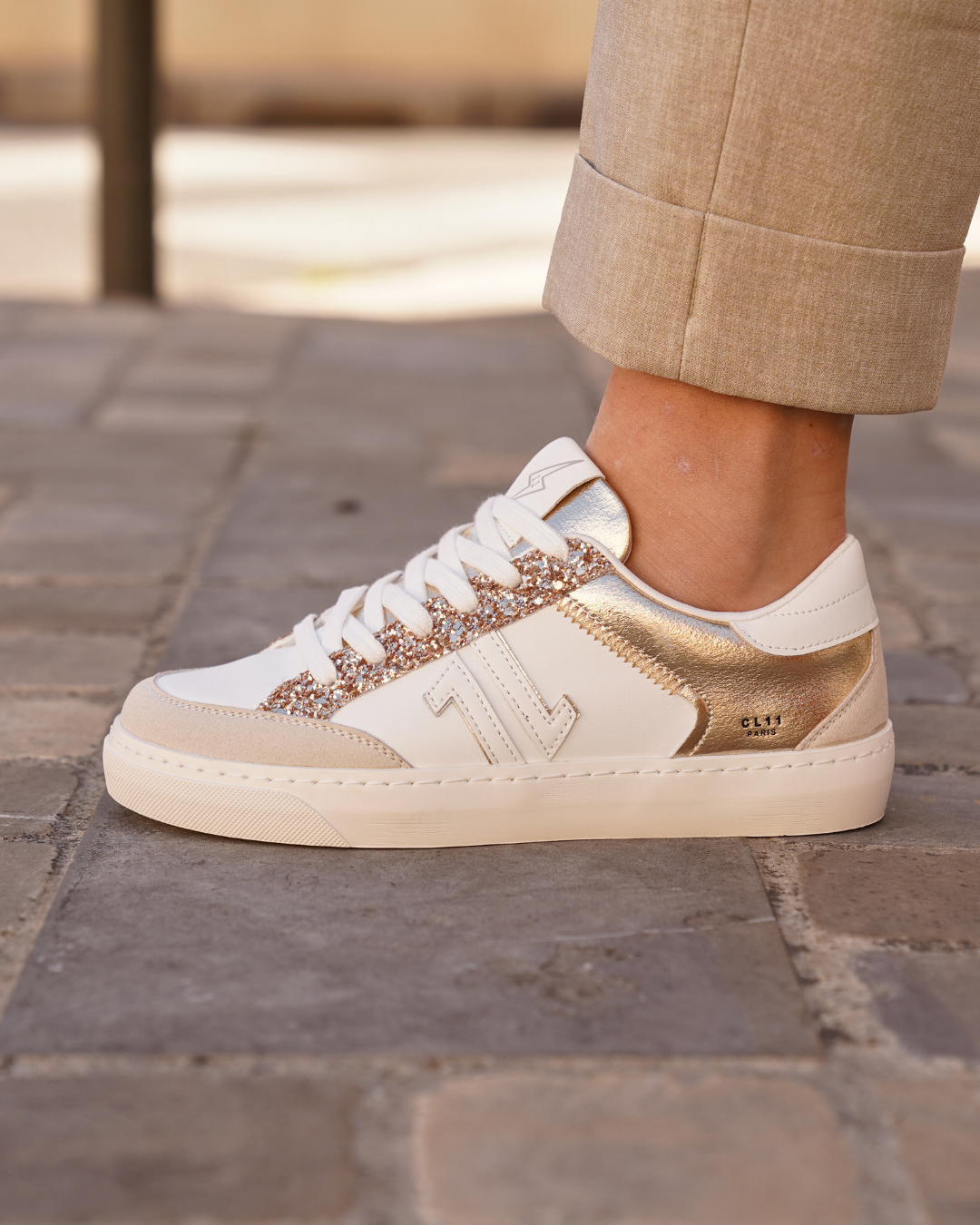 Basket femme dorée à lacets - CL88 GOLD