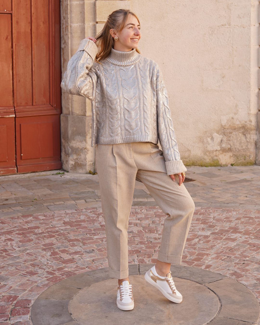 Basket femme dorée à lacets - CL88 GOLD