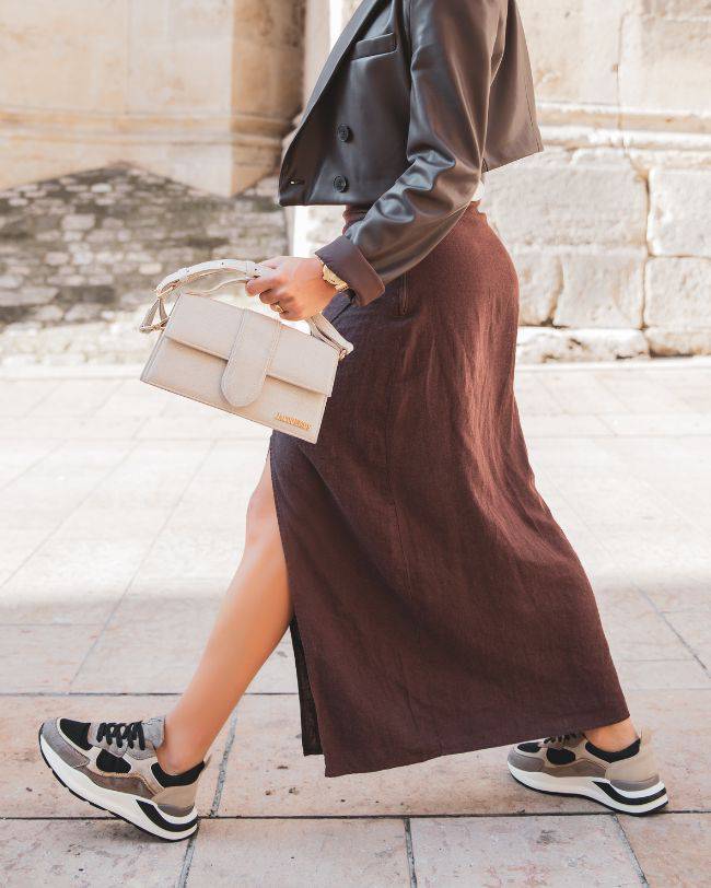 Style Élégant en Suédine & Mesh avec Semelle Compensée Tricolore - CL58 TAUPE - cl11sneakers.fr