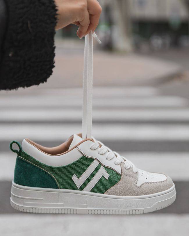 Basket femme sportive verte lacets - CL68 GREEN - cl11sneakers.fr