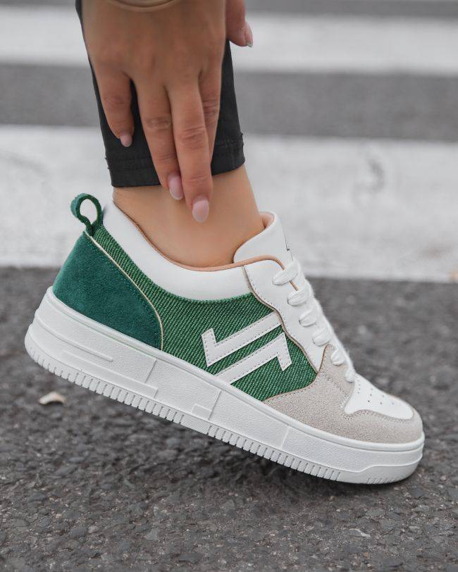 Basket femme sportive verte lacets - CL68 GREEN - cl11sneakers.fr