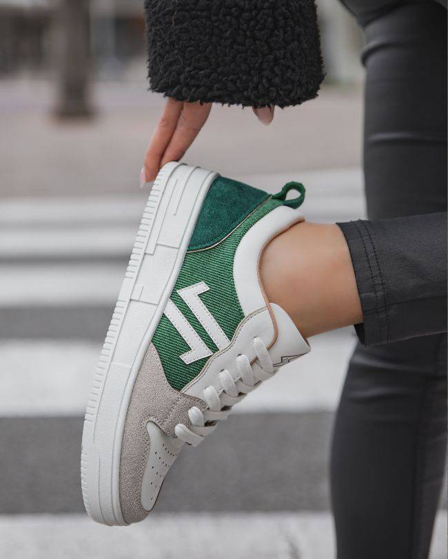 Basket femme sportive verte lacets - CL68 GREEN - cl11sneakers.fr