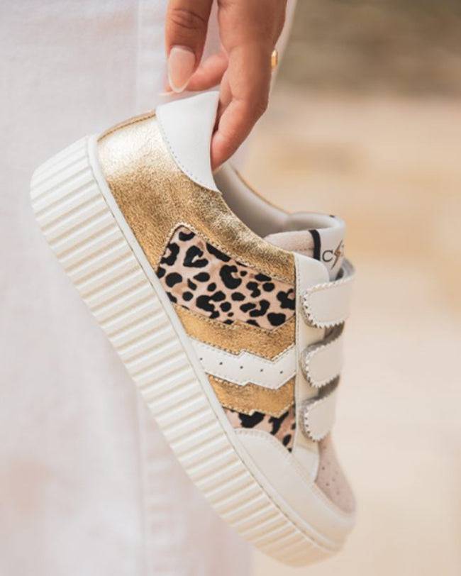 Basket Motif Léopard et Détails Dorés Sauvage et Glamour - CL64 LEO - cl11sneakers.fr