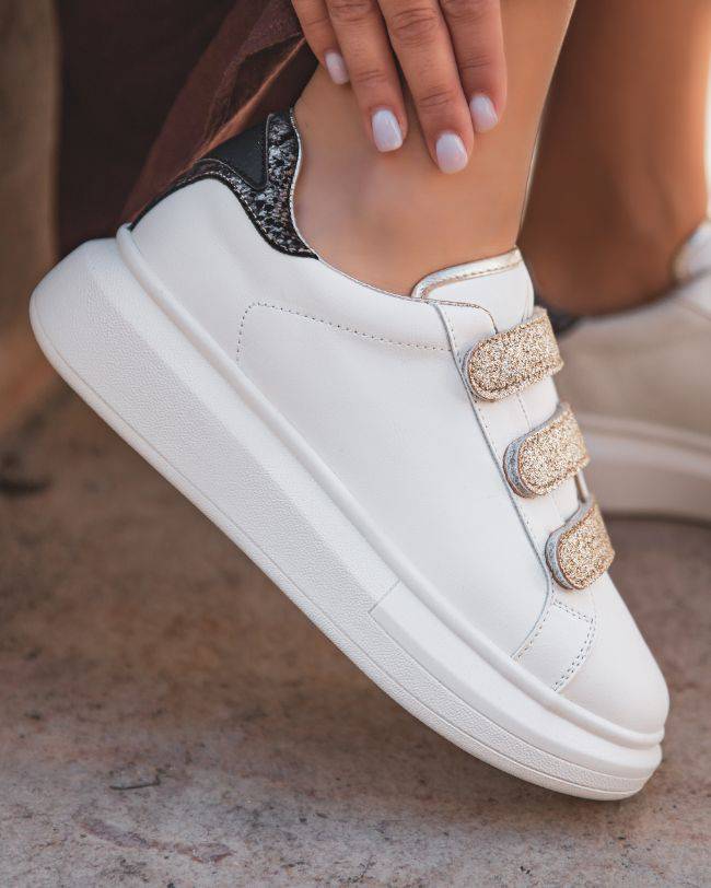 Basket Femme Dorée à Scratchs Chic & Glamour - CL24 GOLD - cl11sneakers.fr