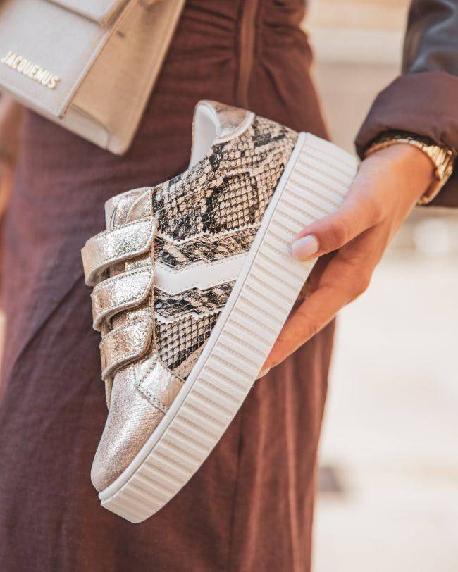 Basket Tendance au Motif Python et Détails Dorés - CLE01 SNAKE - cl11sneakers.fr