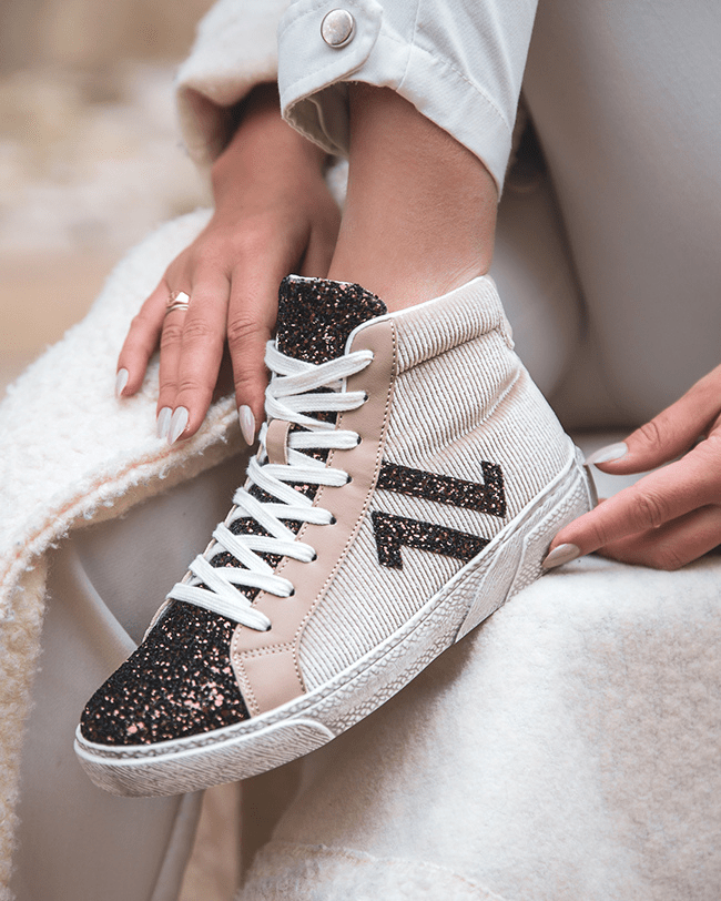 Basket Montante Pailletes Bronze Beige CL71 BRONZE