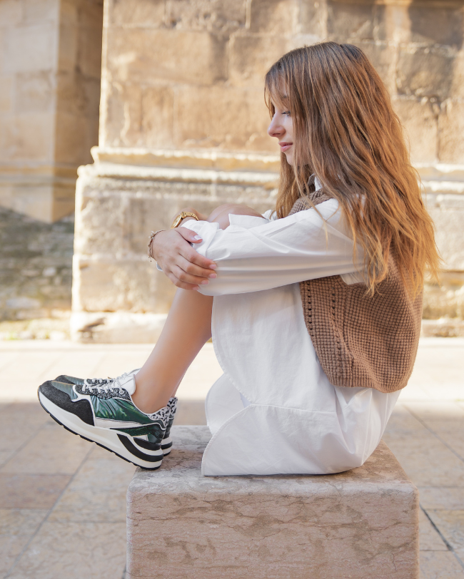 Basket femme verte semelle epaisse CL72 GREEN